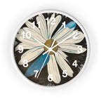 Wall clock with a floral design on a white background