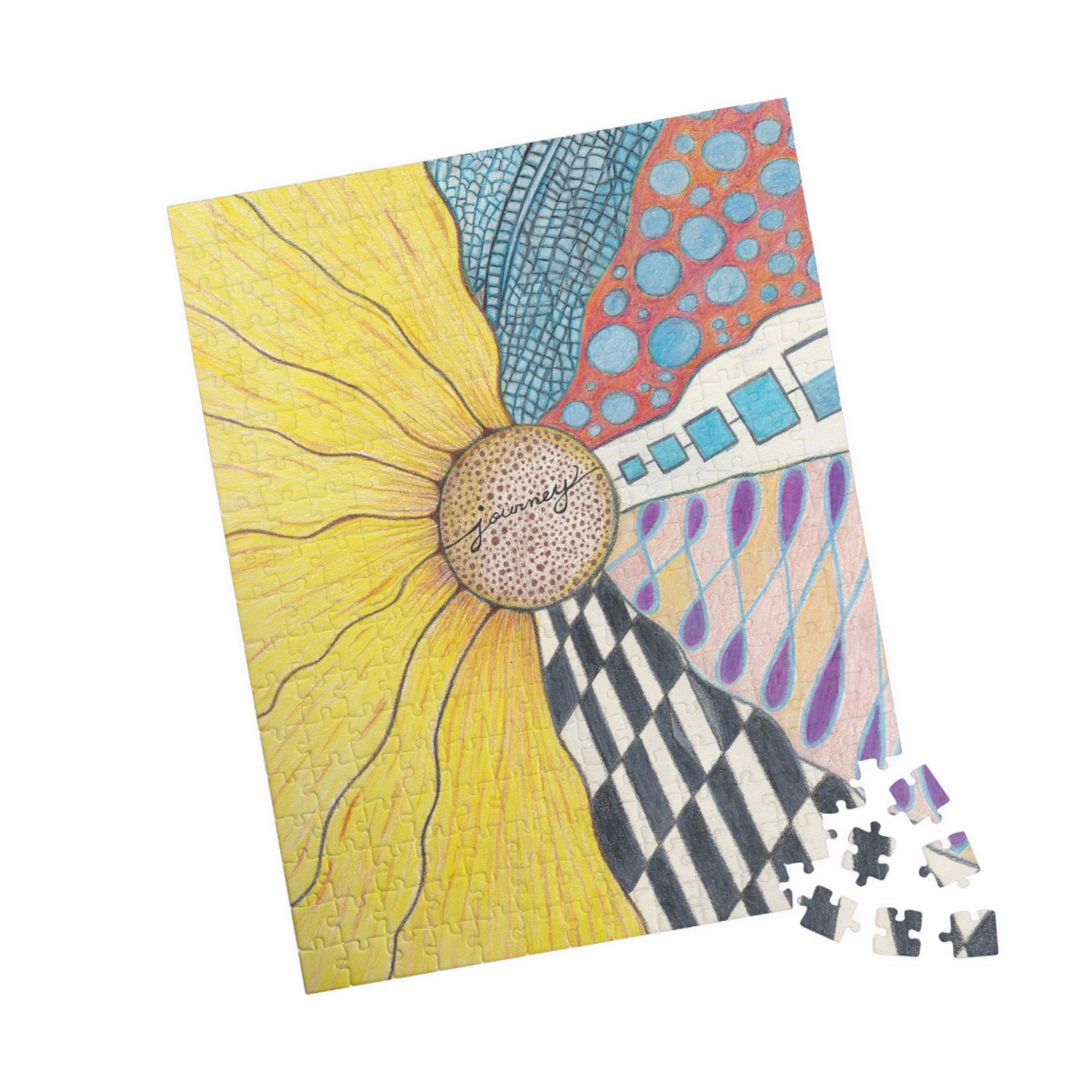 Jigsaw Puzzle, Zentangle Sunflower
