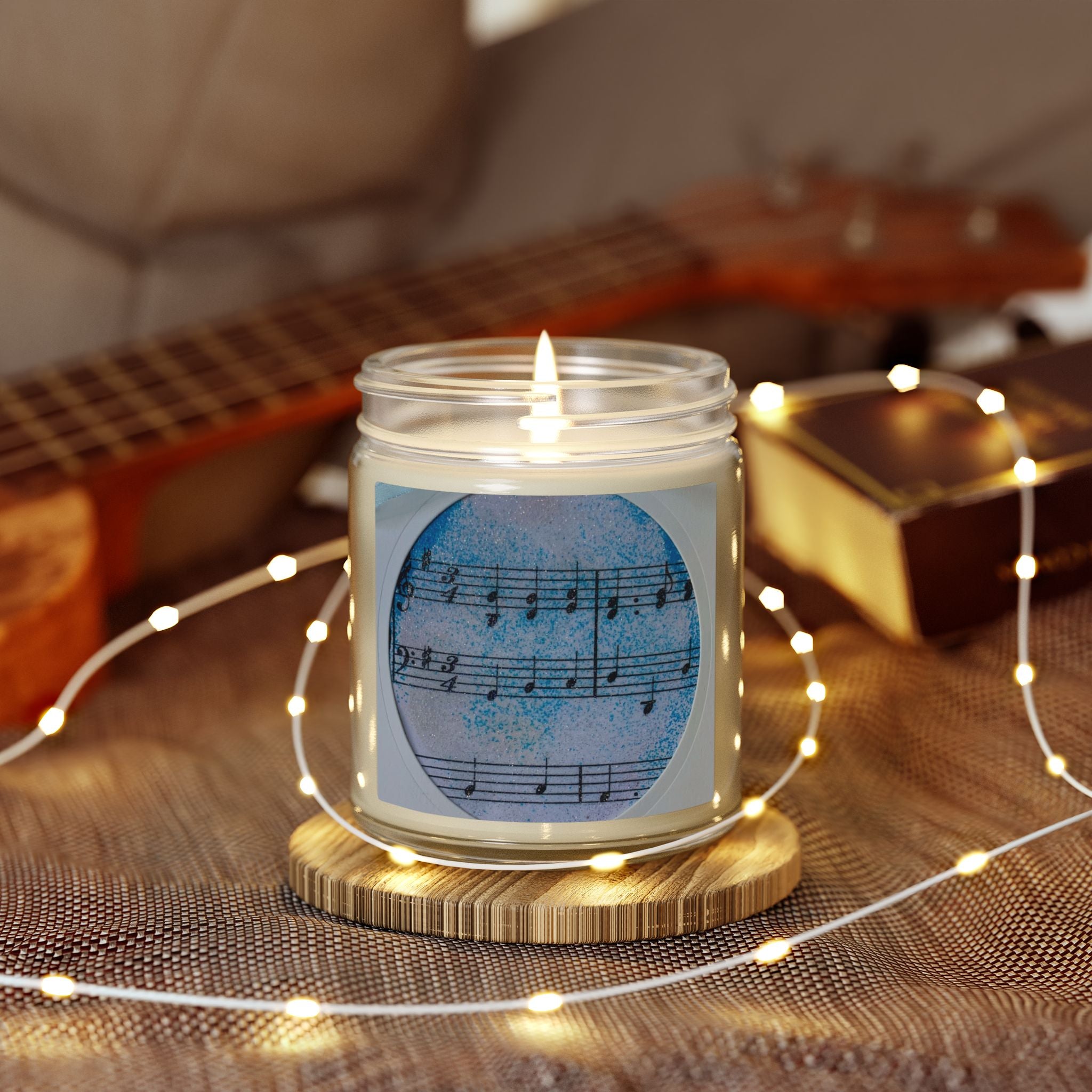 Candle, Blue Christmas Music Notes Ornament - multiple scents