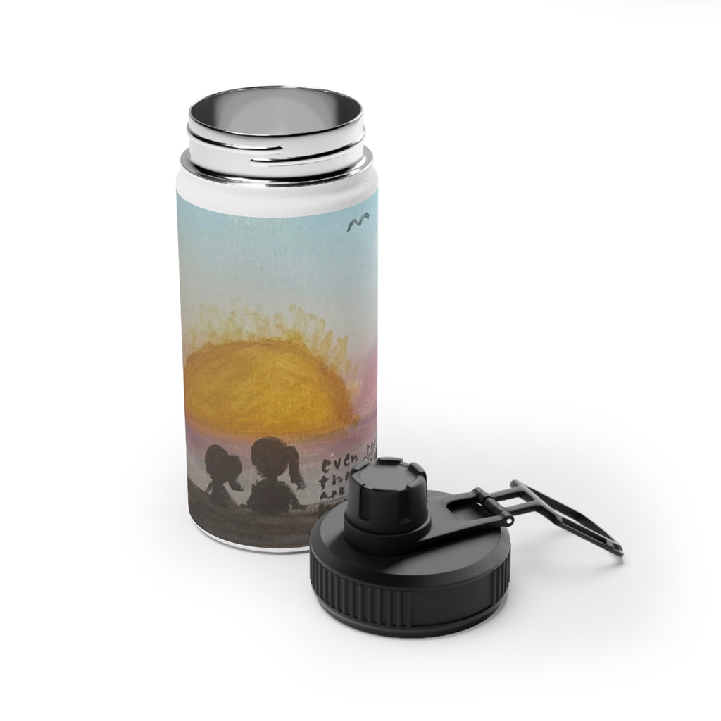 Stainless Steel Water Bottle — Sunset Silhouette Kids Scene