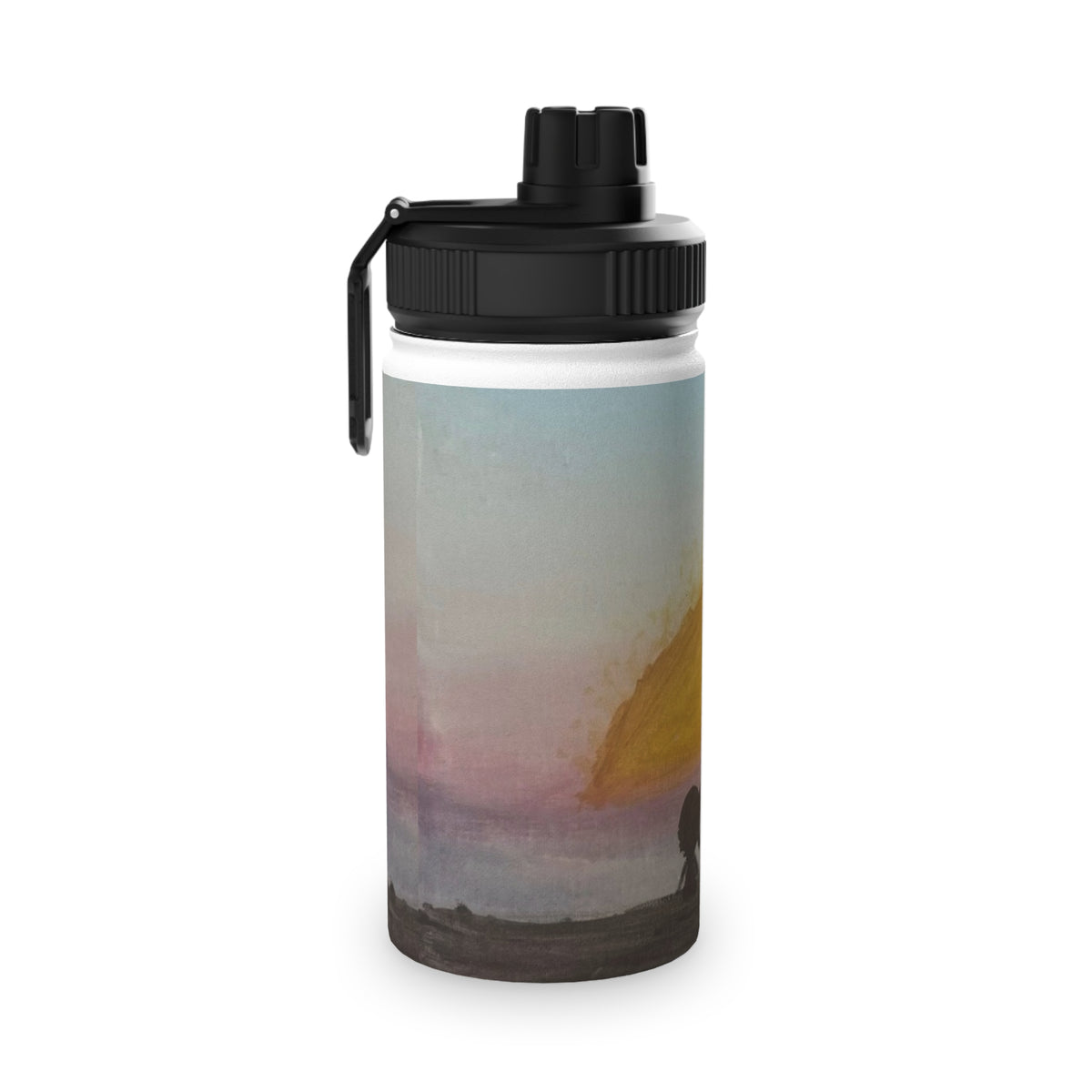 Stainless Steel Water Bottle — Sunset Silhouette Kids Scene