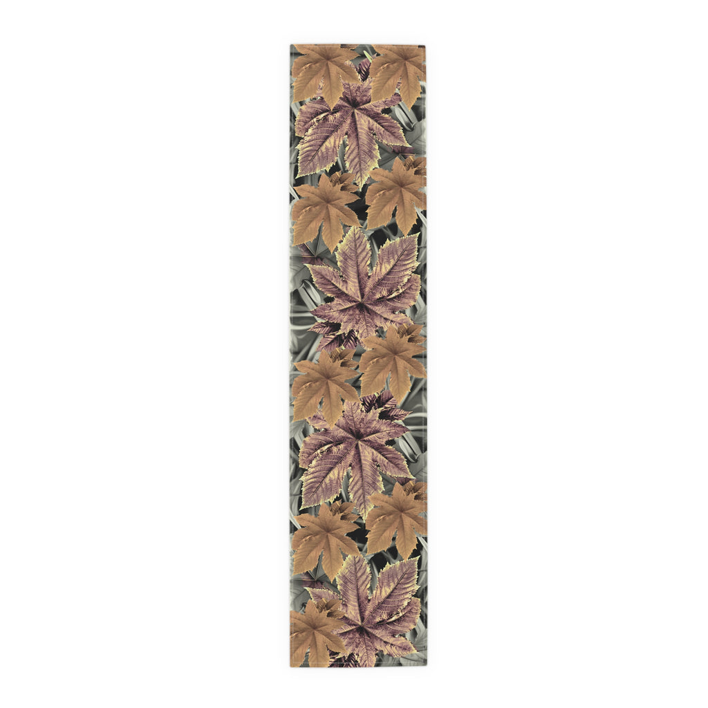 table runner with leaf pattern on a white background