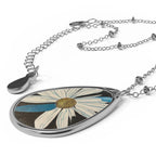 Jewelry, Oval Necklace - Daisy Dragonfly Wings Pendant