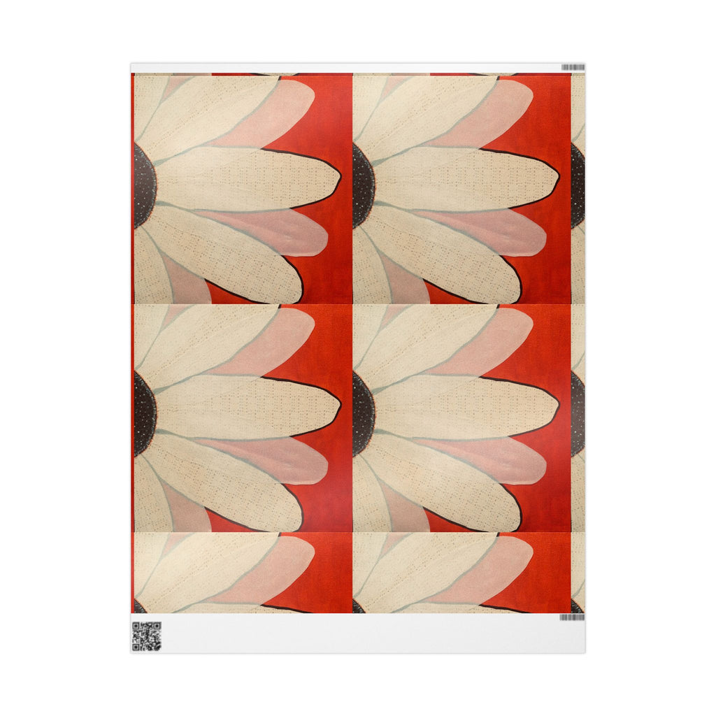 Wrapping Paper - Flower Collage Design on Red Background