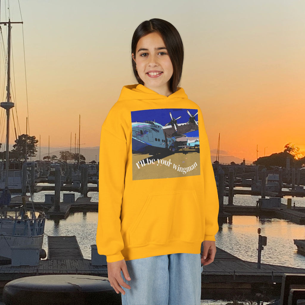 Shirt, Kids Youth Wingman Hoodie - Airplane Photo Design - Personalizable