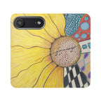 Phone Case, Sunflower Journey Flip Case – Artistic Floral