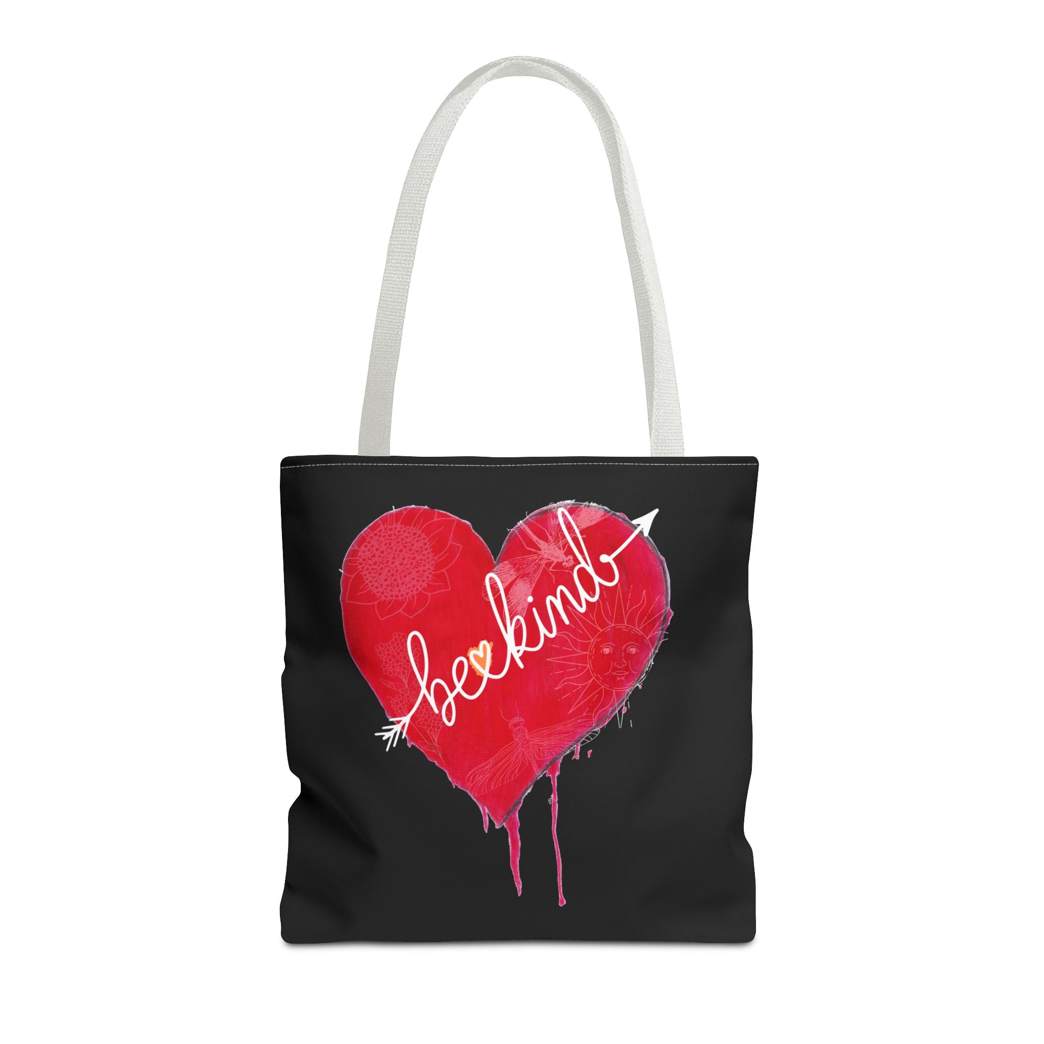 Bag, Be Kind Heart Tote Bag — Personalized Inspirational Canvas Tote