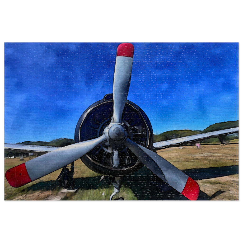 Jigsaw puzzle of an airplane on a white background