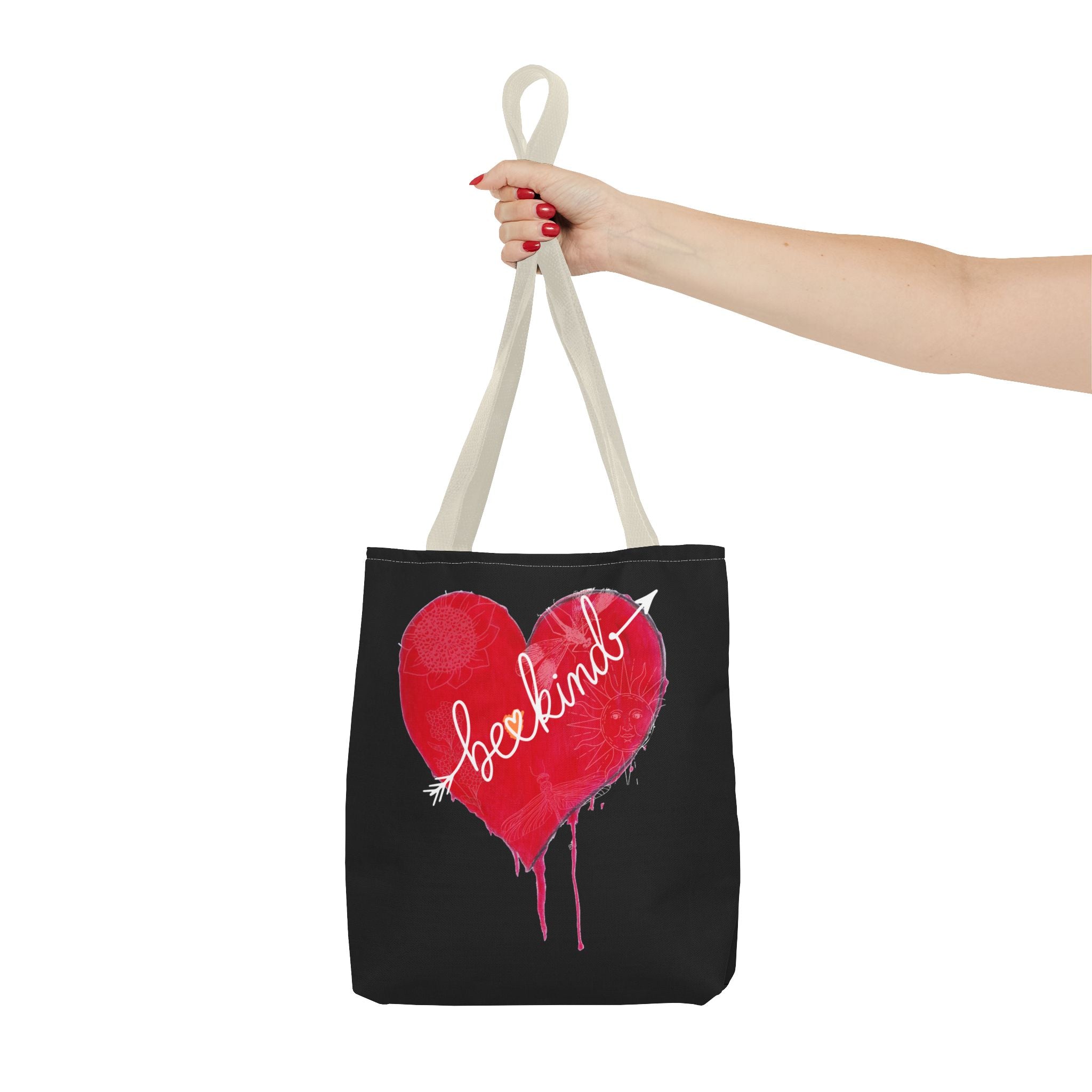 Bag, Be Kind Heart Tote Bag — Personalized Inspirational Canvas Tote