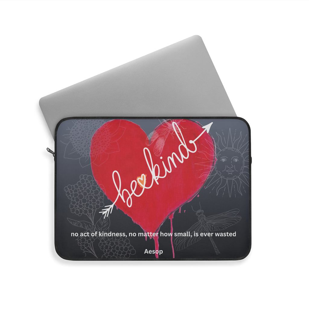 Case, Laptop Sleeve - Be Kind Red Heart Design