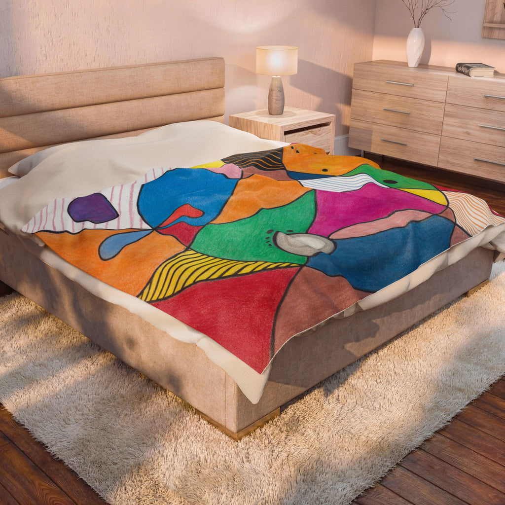 Blanket, Abstract Colorful Geometry Velveteen Plush