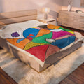 Blanket, Abstract Colorful Geometry Velveteen Plush