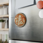 Magnet, Coffee Art Round Button  — Decorative Coffee Cup Magnet