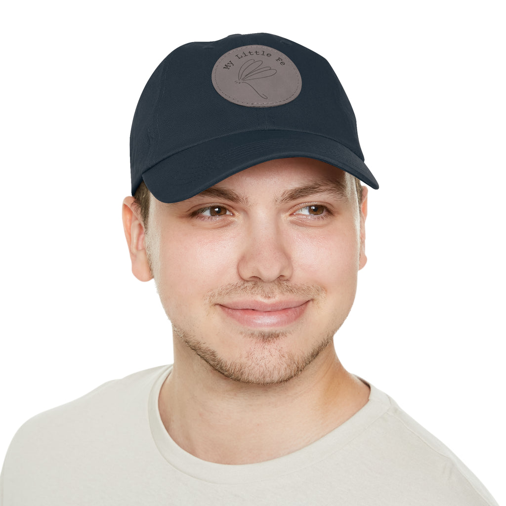 Hat, Dragonfly Stick Drawing Faux Leather Patch Dad Cap