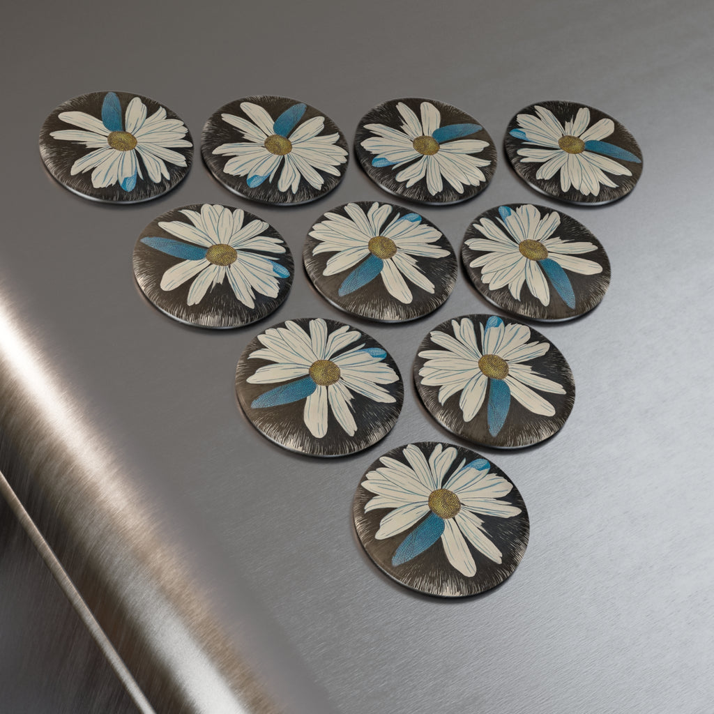 Magnet,  Daisy Dragonfly Wings  (Button) - 1 or 10 pcs