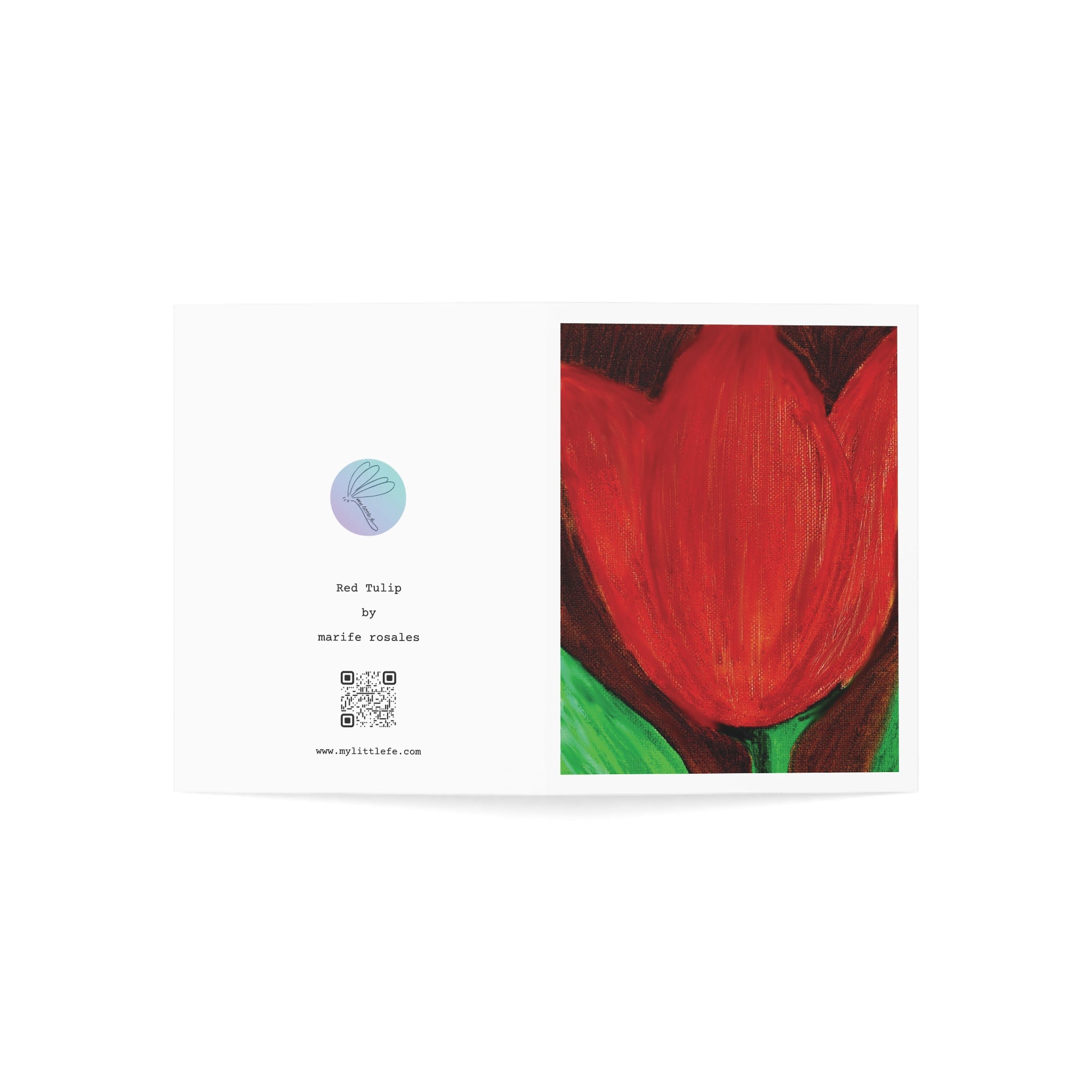 Greeting Card, Red Tulip — Original Acrylic Painting by Marife Rosales