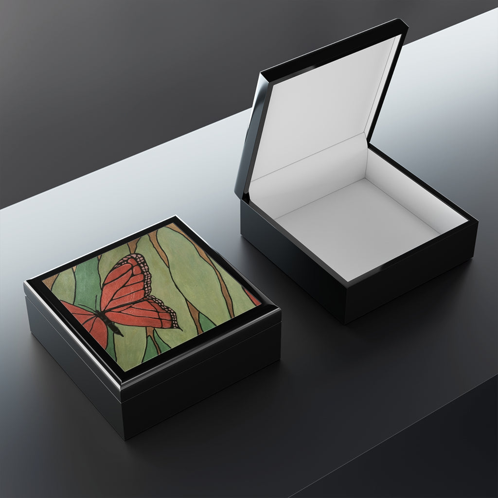 Jewelry Box, Mettalic Butterfly Design