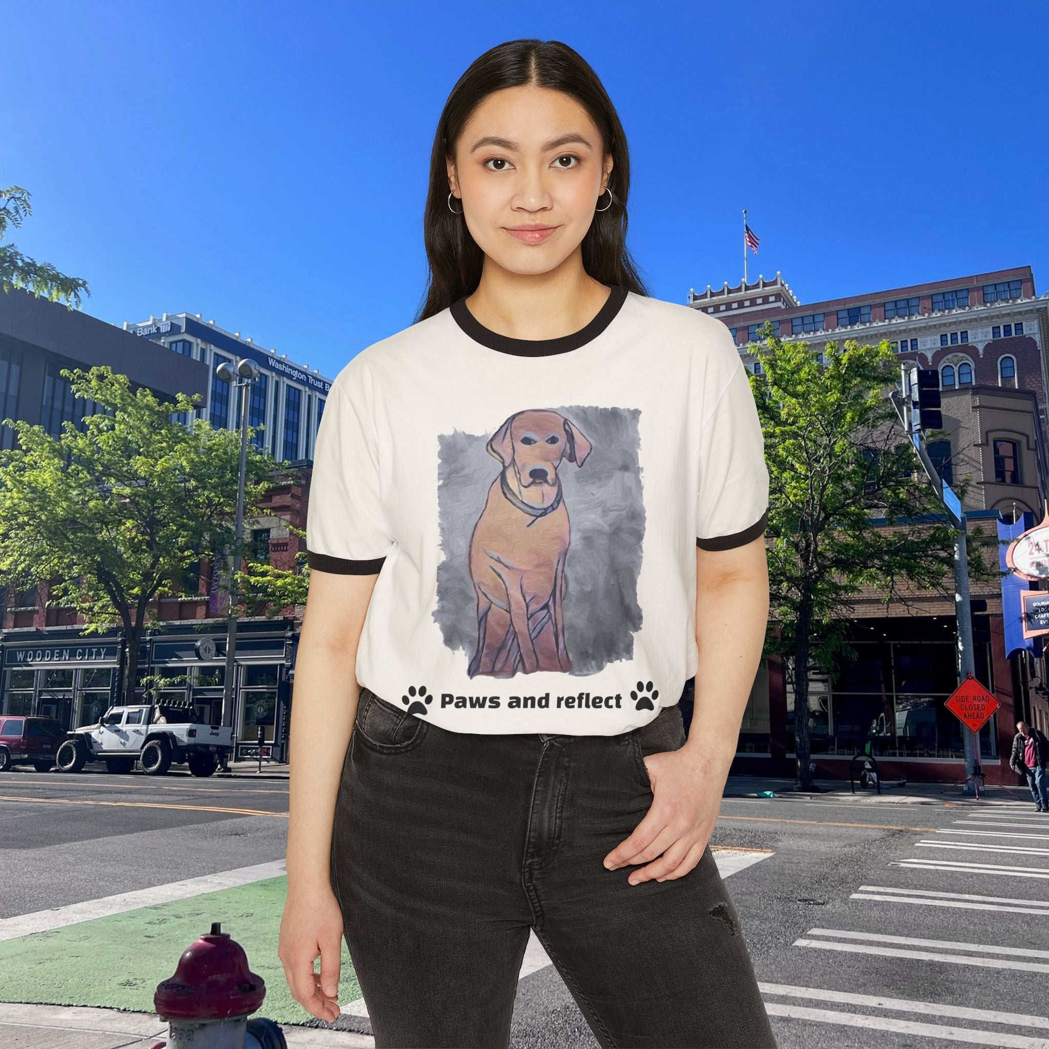 Shirt, Dog Illustration Paws and Reflect