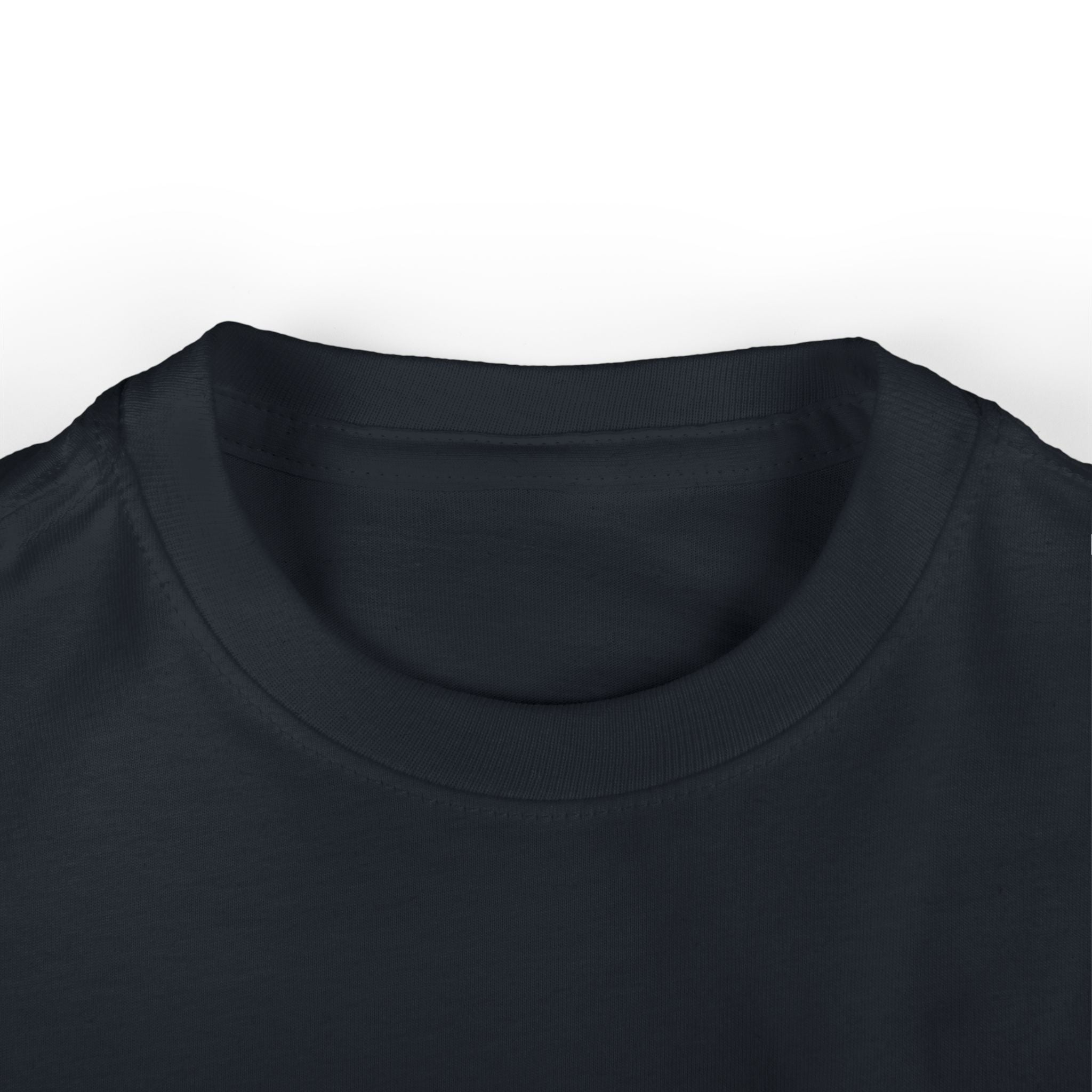 Close-up of a black shirt collar on a white background