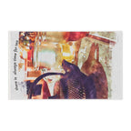 Decorative mat with a cat design and text 'there is always time for tea' on a white background