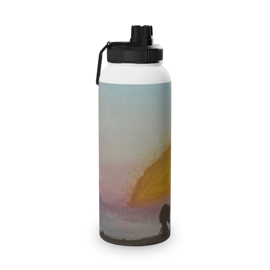 Stainless Steel Water Bottle — Sunset Silhouette Kids Scene