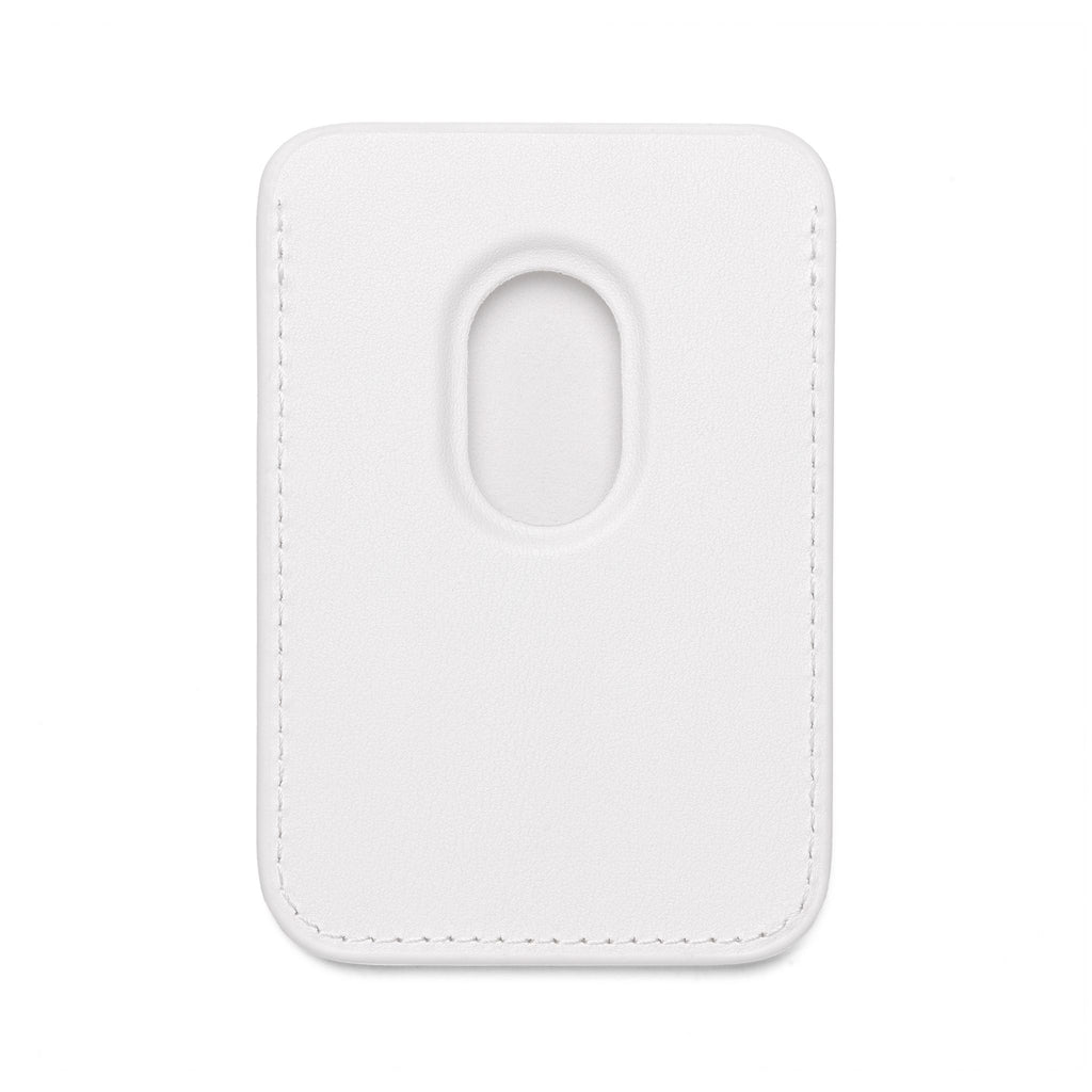 White rectangular cardholder with rounded corners on a white background