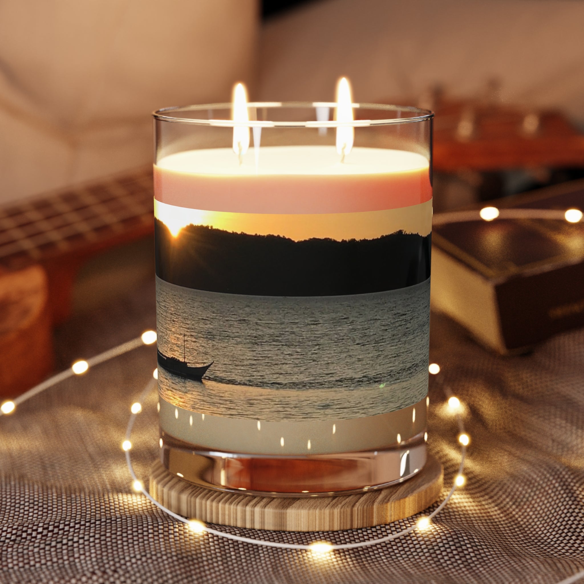 Candle, Ocean design Glass (ocean mist scent)