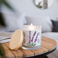 Candle, Lavender Plant Drawing — Frosted Glass | Wooden Wick