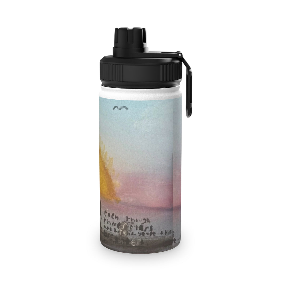 Stainless Steel Water Bottle — Sunset Silhouette Kids Scene