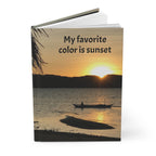 Book cover with sunset scene and 'My favorite color is sunset' text