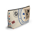 Cat Stamp Airmail Accessory Pouch — Cute Postage Cosmetic Bag
