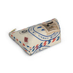 Cat Stamp Airmail Accessory Pouch — Cute Postage Cosmetic Bag