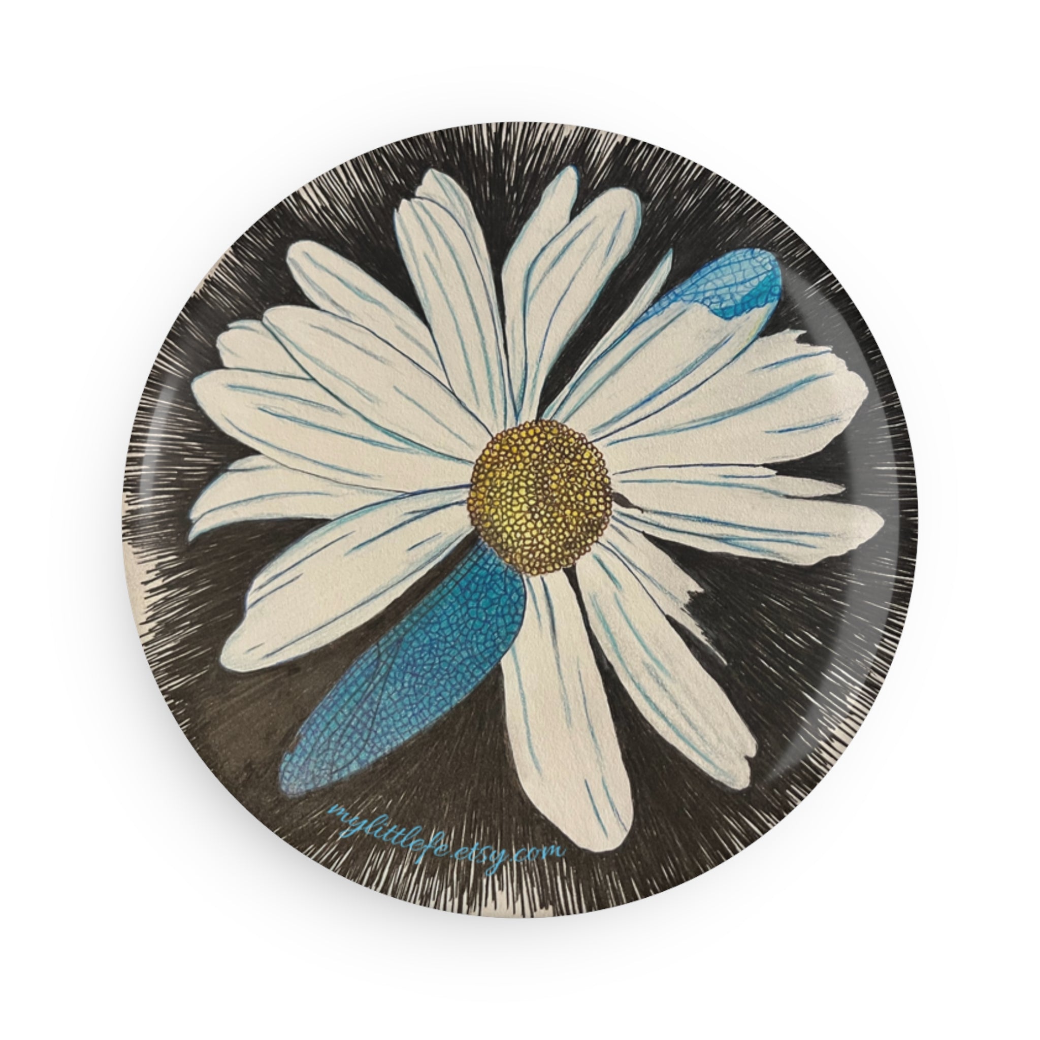 Magnet Button Daisy Dragonfly Wings - 1 or 10 pcs