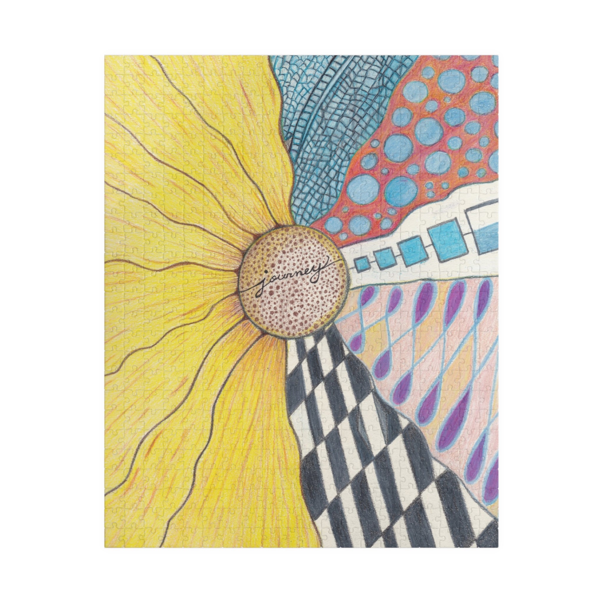 Jigsaw Puzzle, Zentangle Sunflower