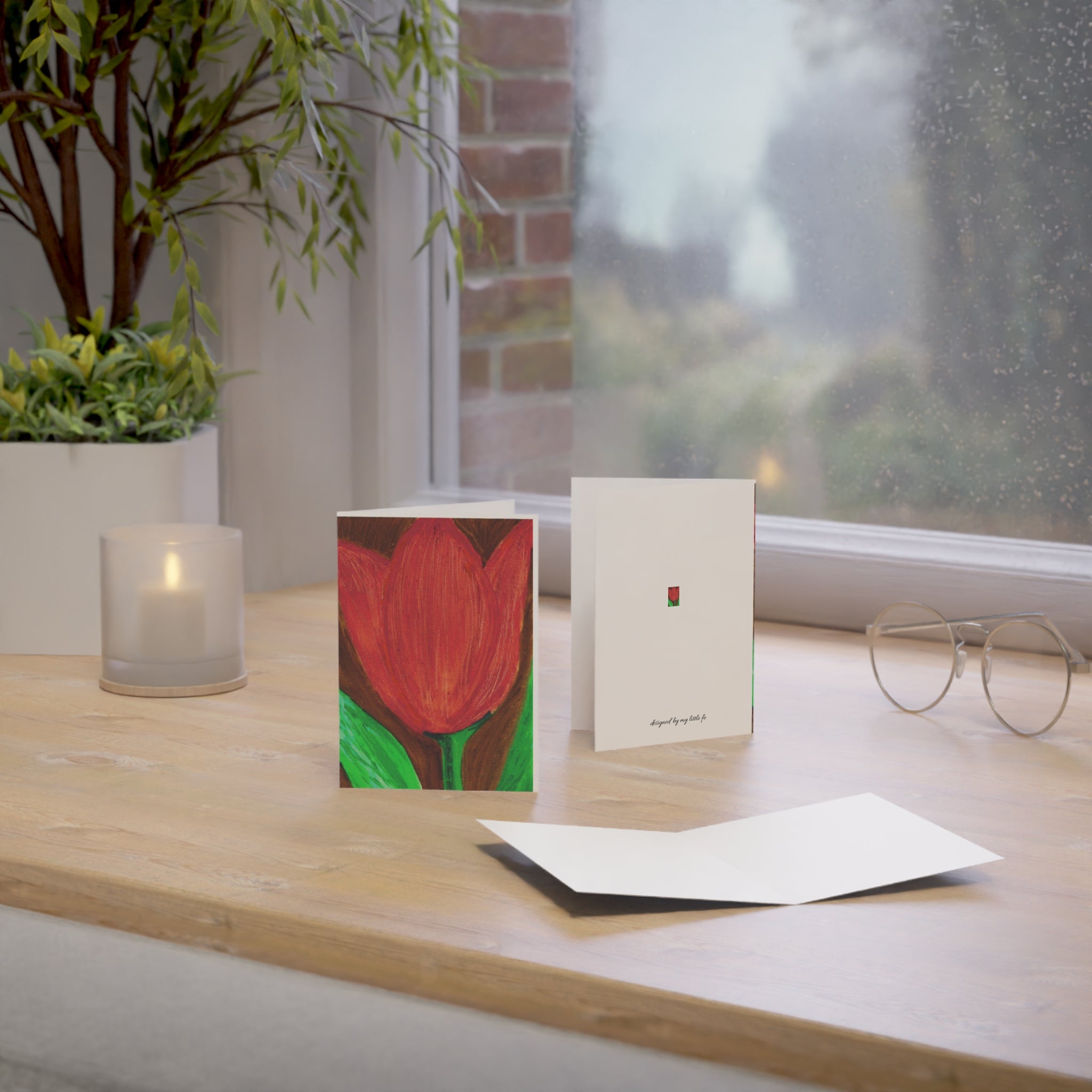 Red Tulip Greeting Cards (QTY: 1, 10, 30)