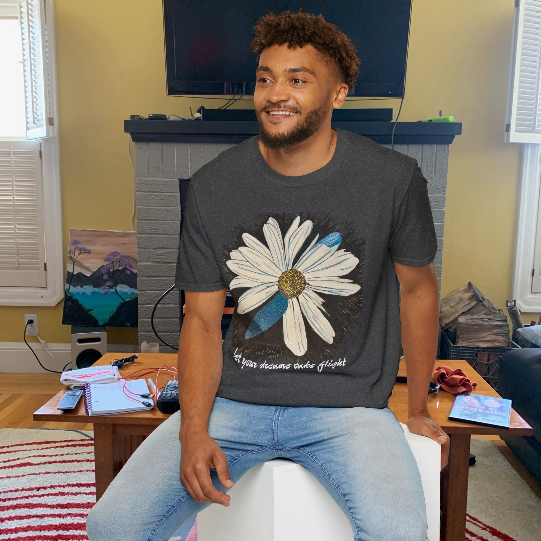 Shirt, Dreams Take Flight Daisy with Dragonfly Wings T-Shirt