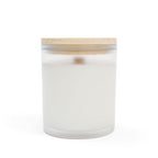 Candle, Lavender Plant Drawing — Frosted Glass | Wooden Wick