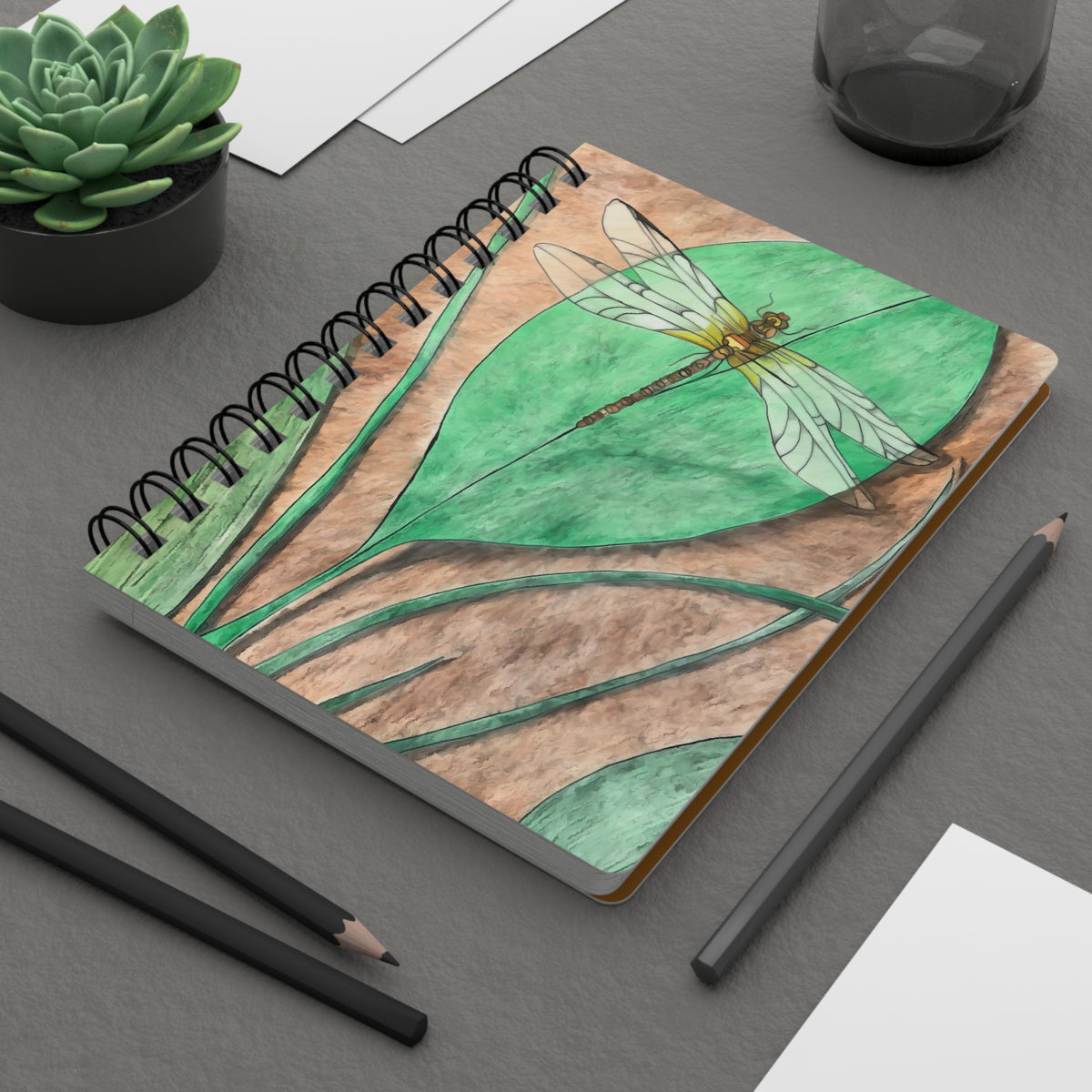 Notebook, Dragonfly Leaf - Spiral Journal (5"x7")