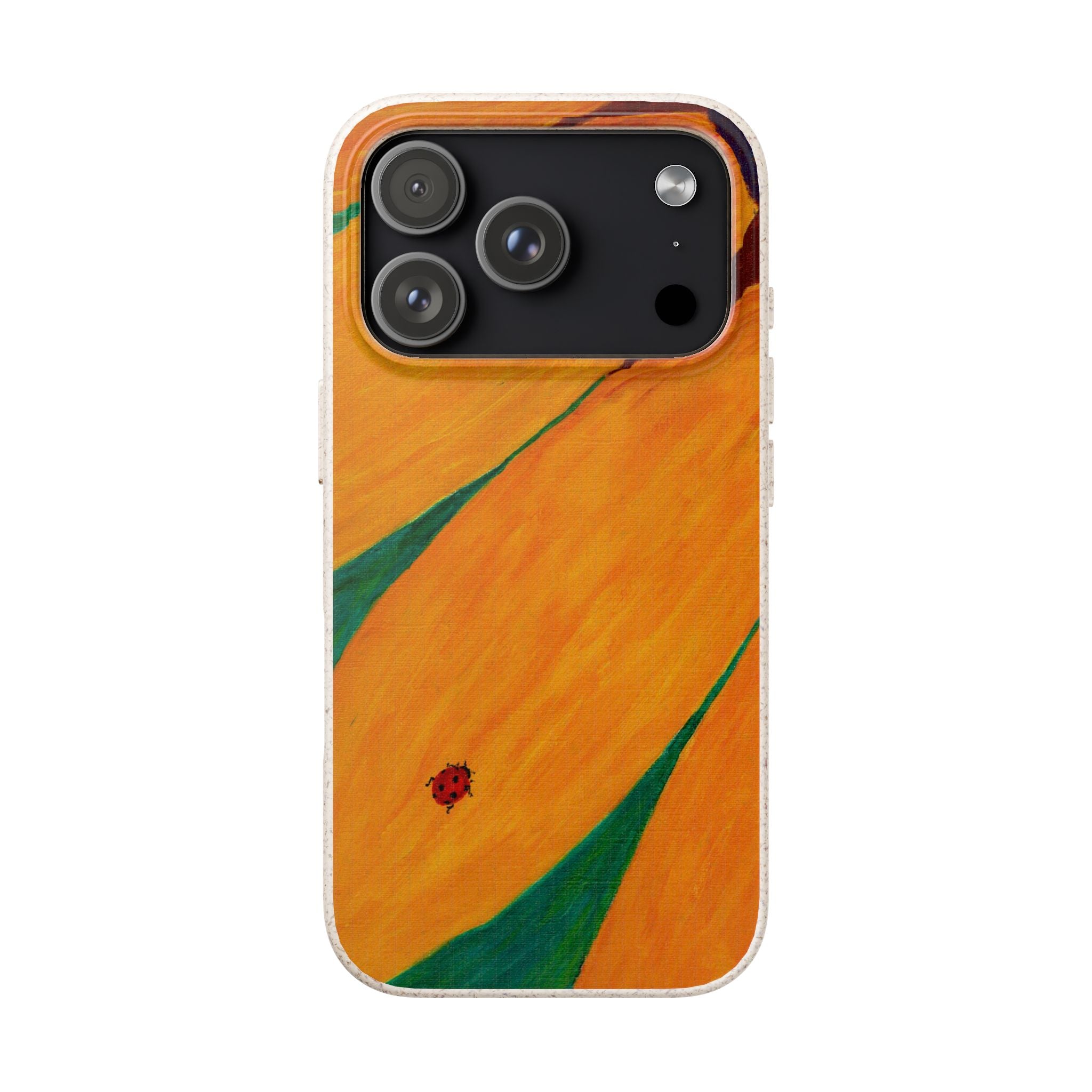 Phone Case, Ladybug on Sunflower Painting| Biodegradable