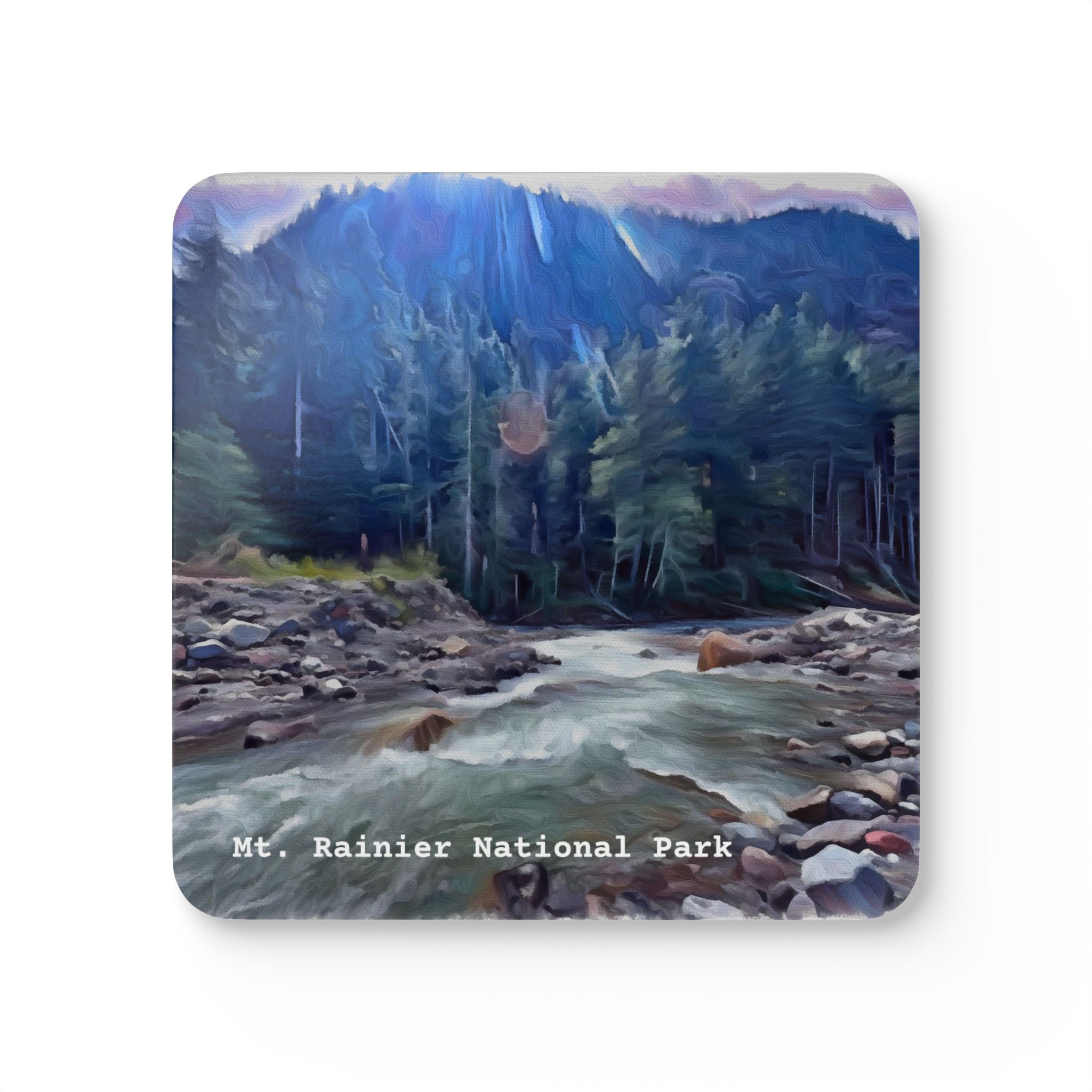 Coaster Set (4), Mt. Rainier Coasters, Home Decor, Eco-Friendly Gifts, Outdoor Enthusiast Accessories