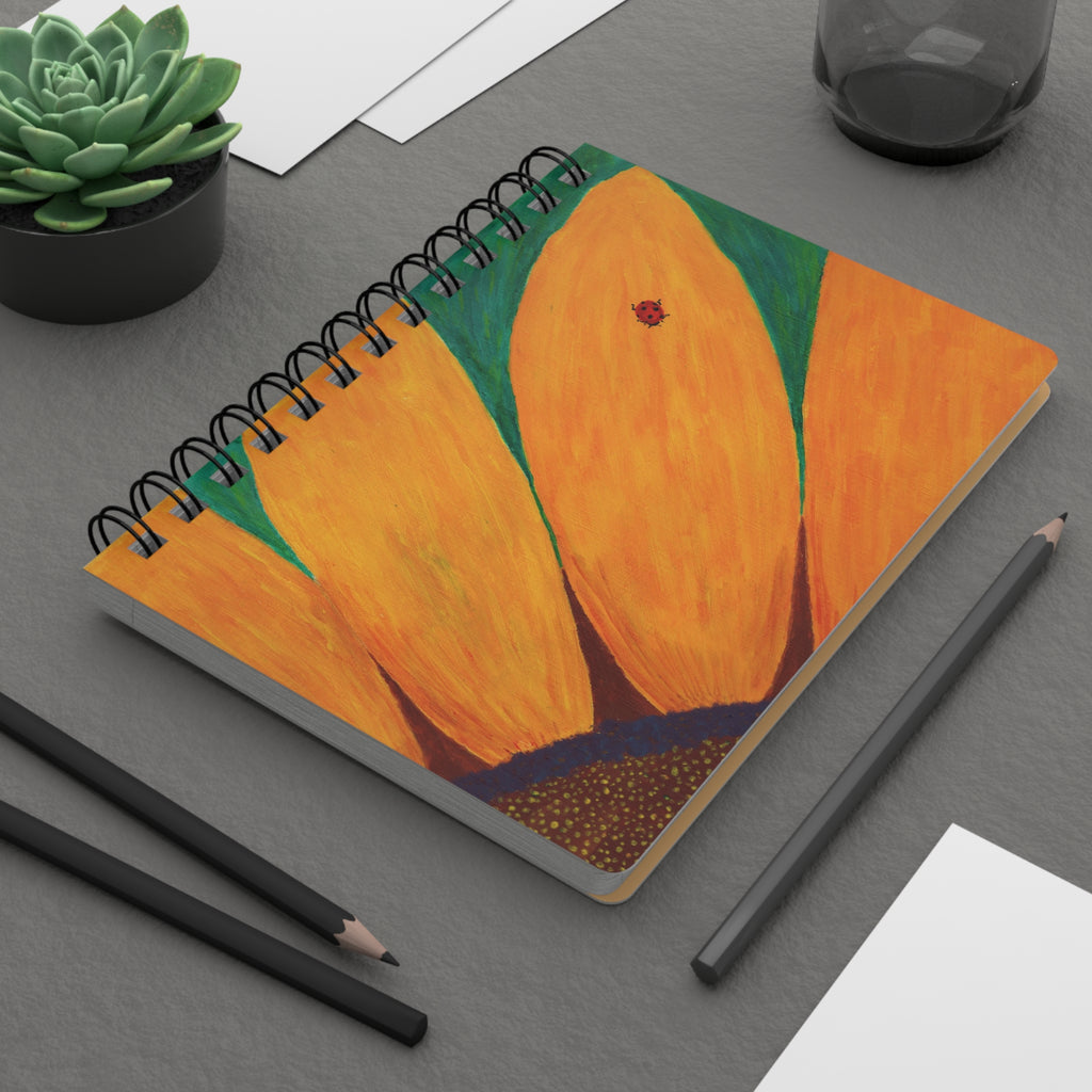 Notebook, Ladybug on a Sunflower Spiral Journal
