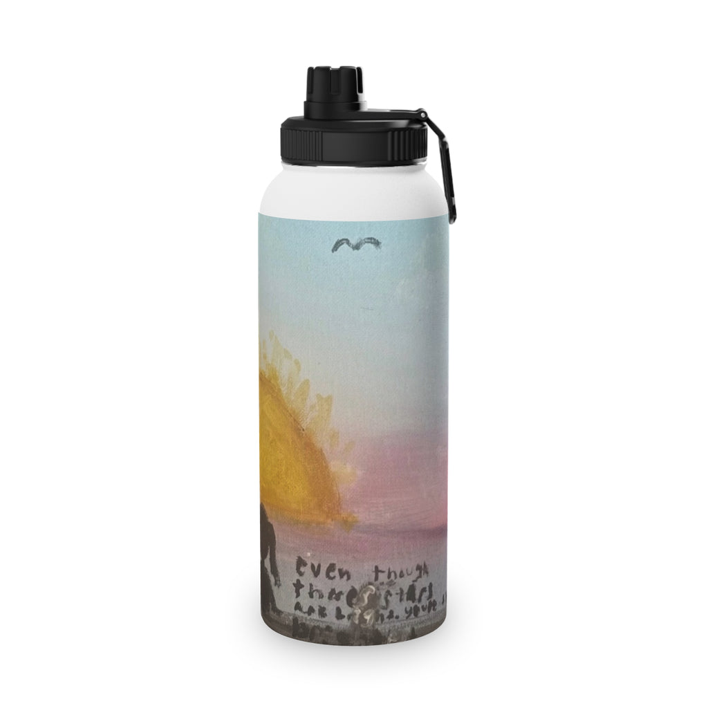 Stainless Steel Water Bottle — Sunset Silhouette Kids Scene