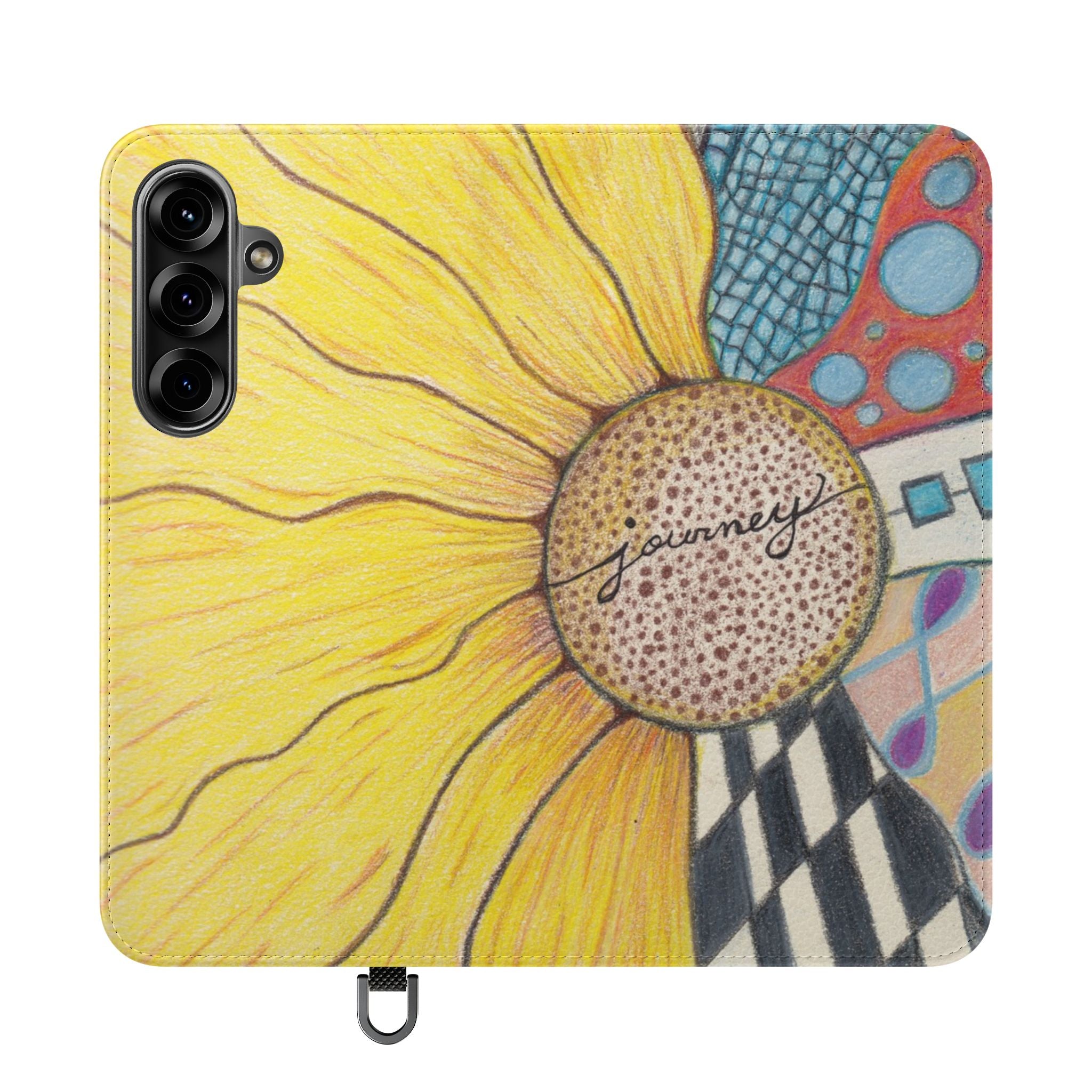 Phone Case, Sunflower Journey Flip Case – Artistic Floral