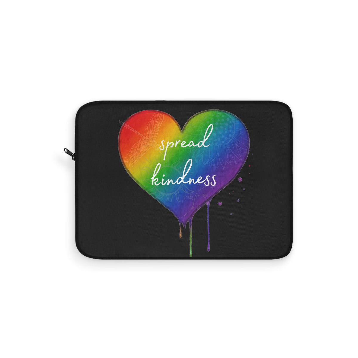 Rainbow Heart "Spread Kindness" Laptop Sleeve — Protective Sleeve with Drip Art