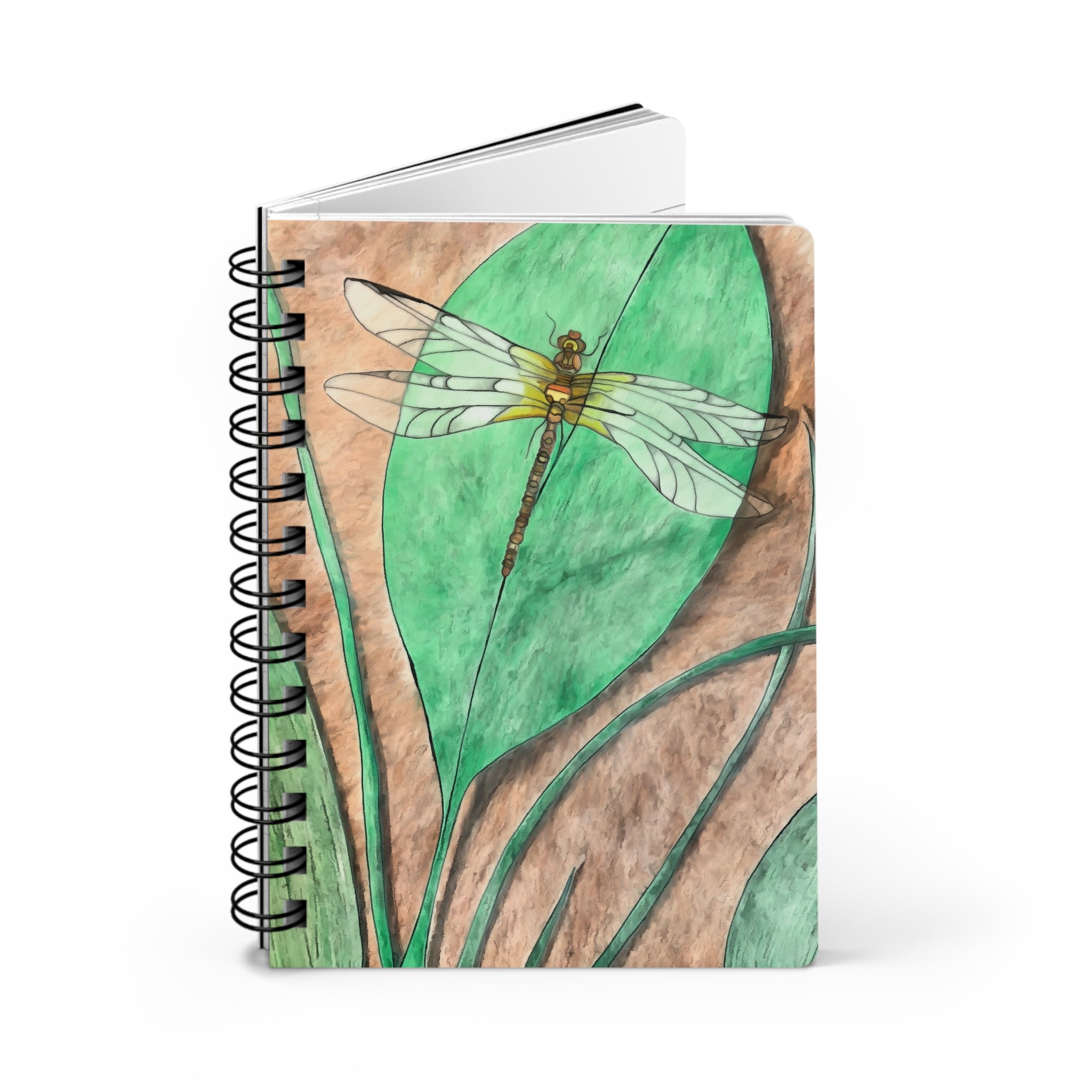 Notebook, Dragonfly on a Leaf Spiral Bound - (5"x7") Glossy cover