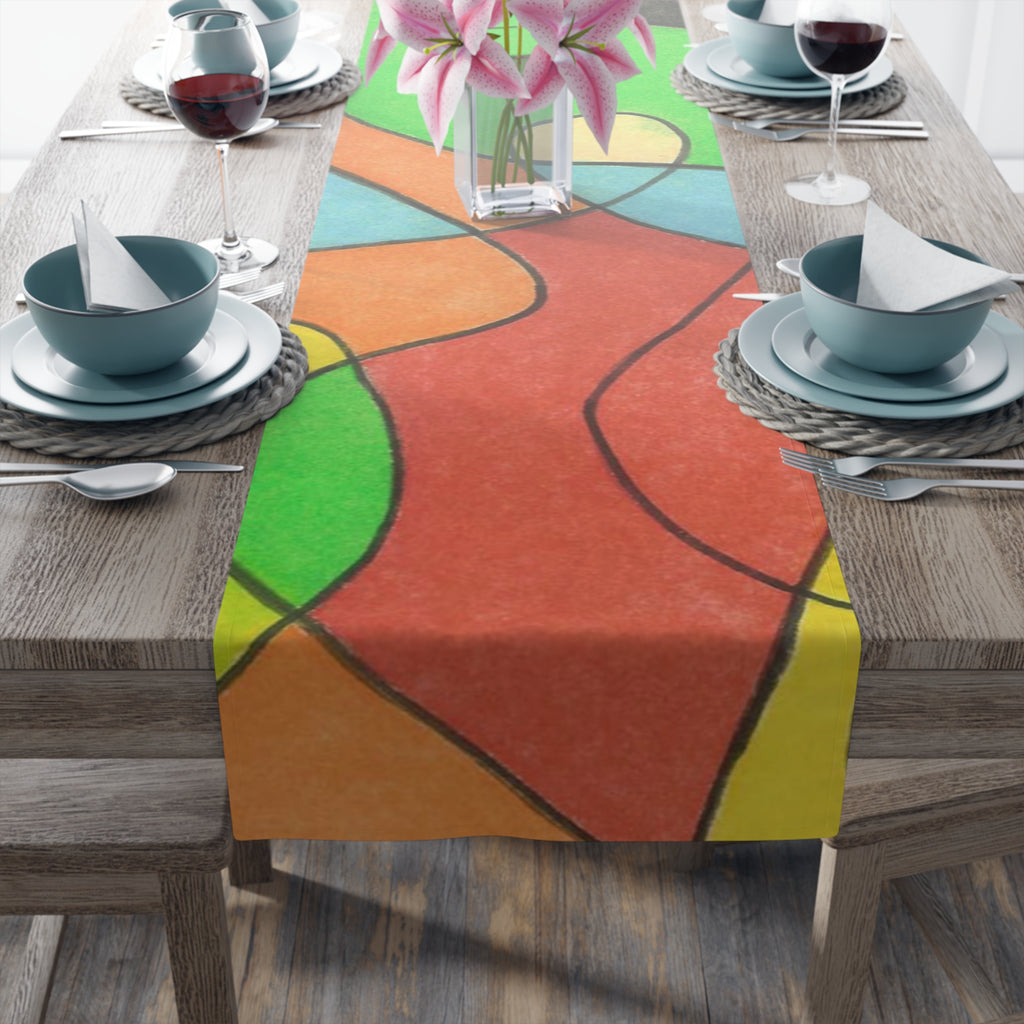 Table Runner, Abstract Colorblock  — Bright Modern Dining Decor