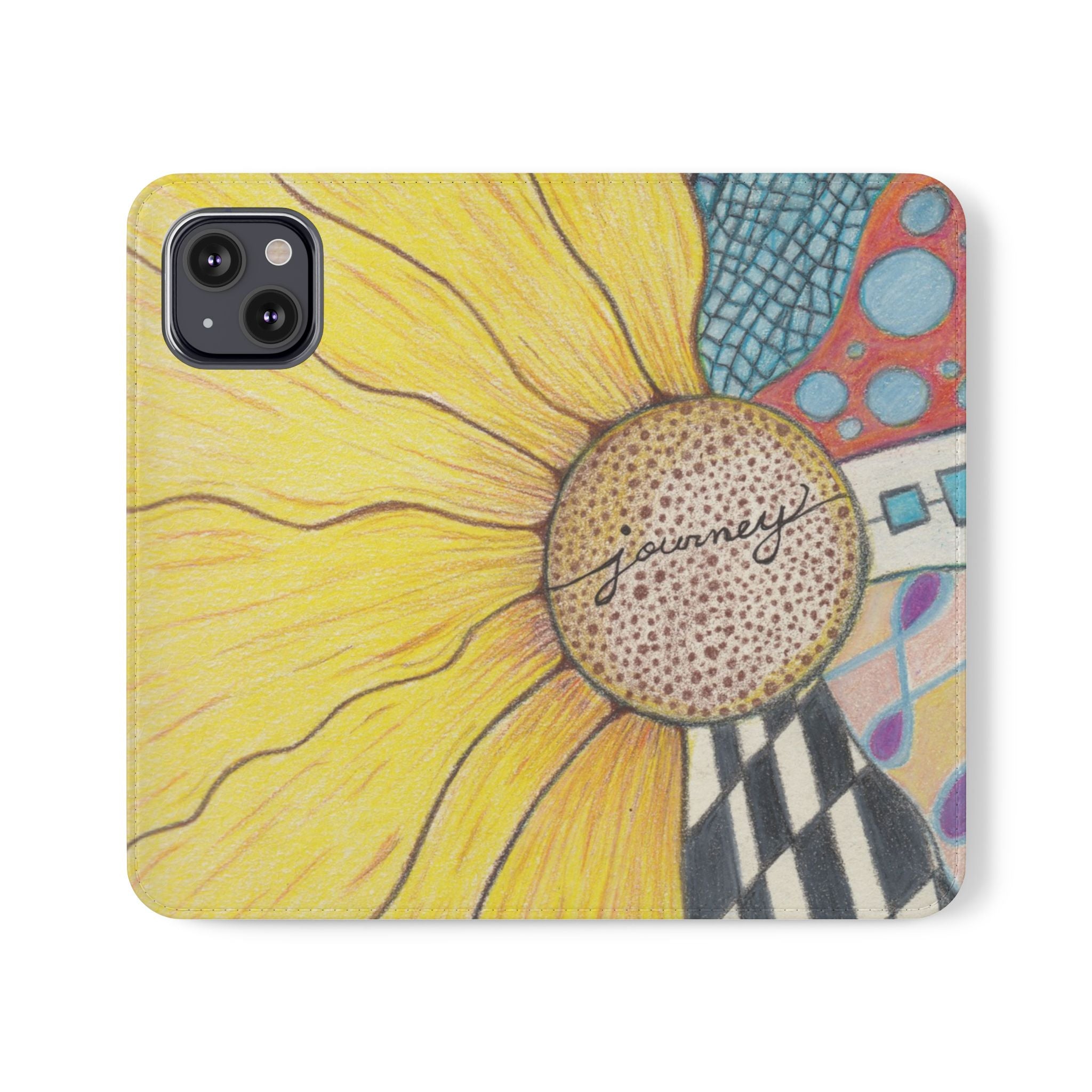 Wallet, Sunflower Journey Flip Phone Case – Artistic Floral
