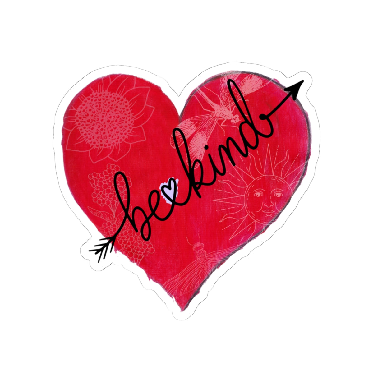 Sticker, Be Kind Heart  Red Heart Kiss-Cut Vinyl Sticker