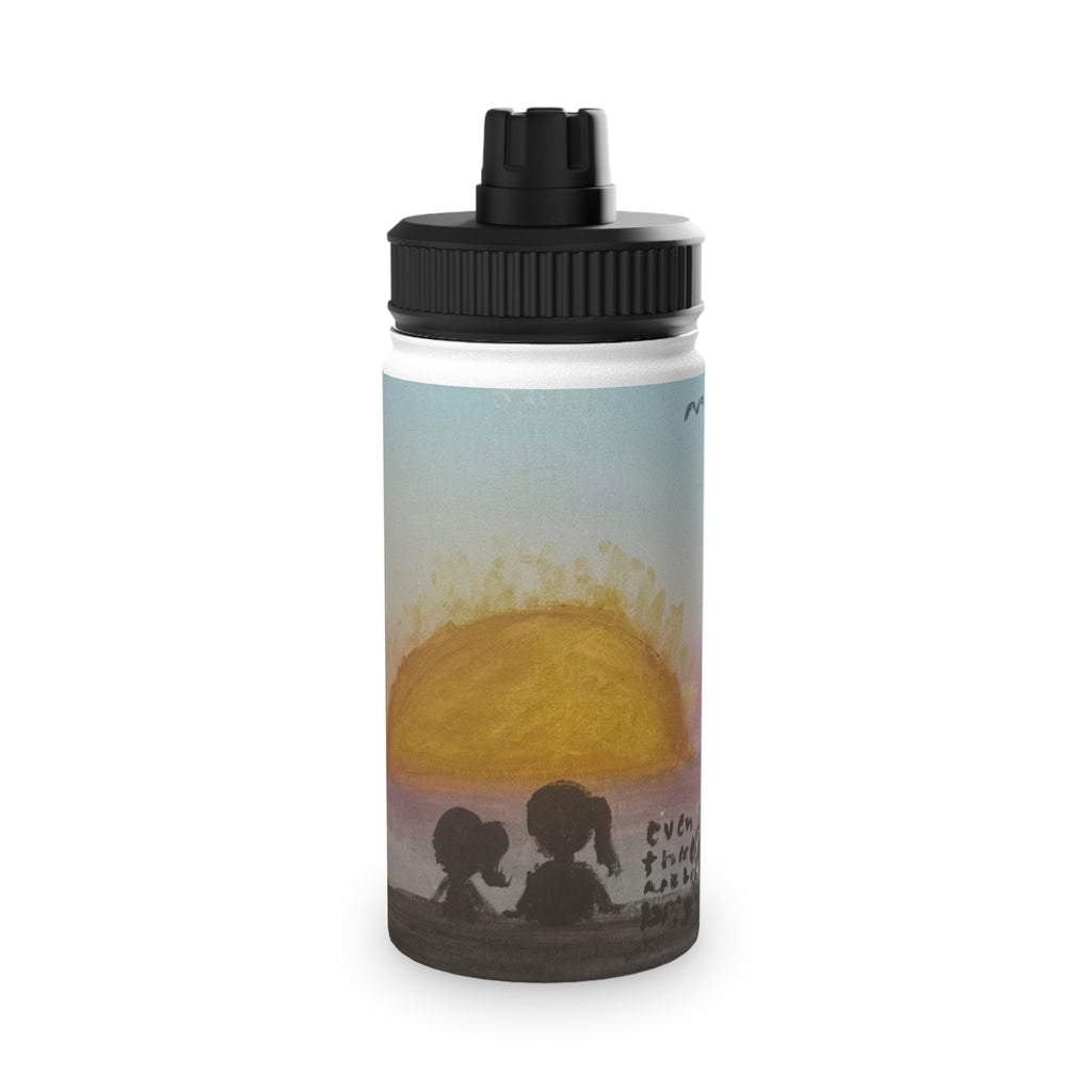 Stainless Steel Water Bottle — Sunset Silhouette Kids Scene