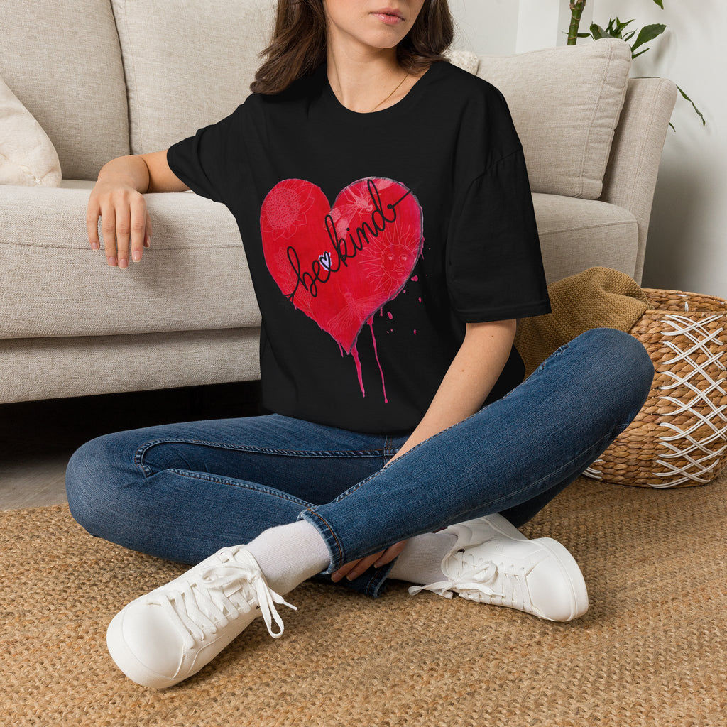 Shirt, Be Kind Red Dripping Heart